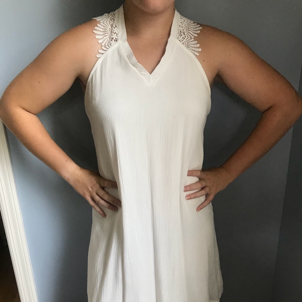 White shift lace dress